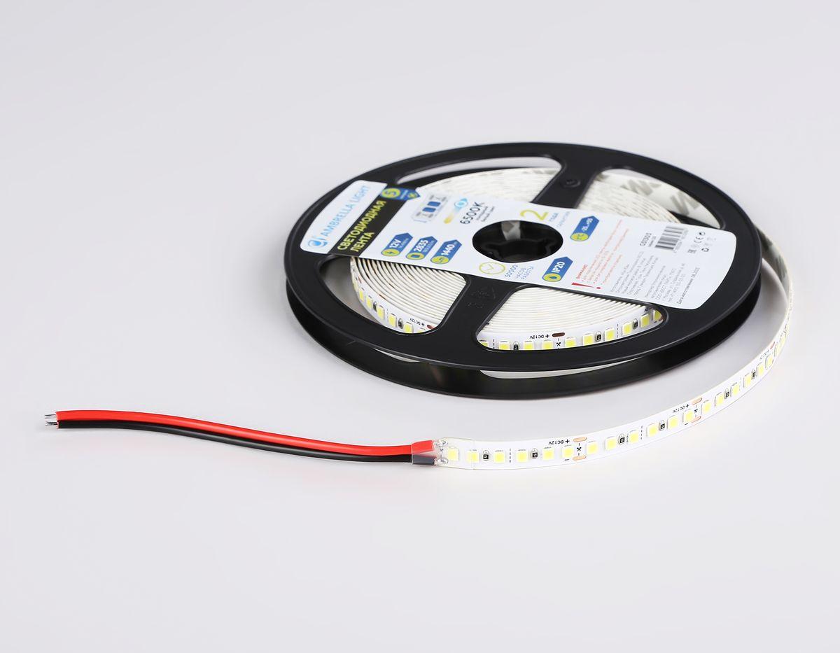 фото светодиодная лента холодный белый ambrella light 14,4w/m 180led/m 2835smd 6500к 5m gs1303 | 220svet.ru
