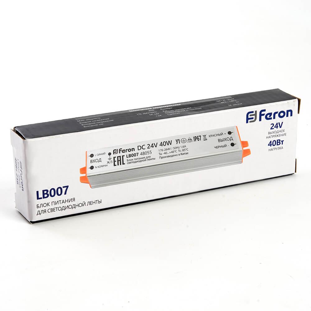 фото блок питания для светодиодной ленты feron lb007 12v 40w ip67 1,6a 48055 | 220svet.ru